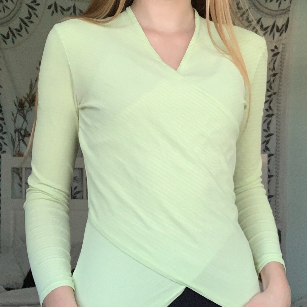 Green White Striped Top